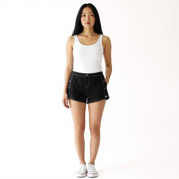 NEW Nautica Board Shorts Women Size Large Black Quickdry Swim Beach - Picture 1 of 10
